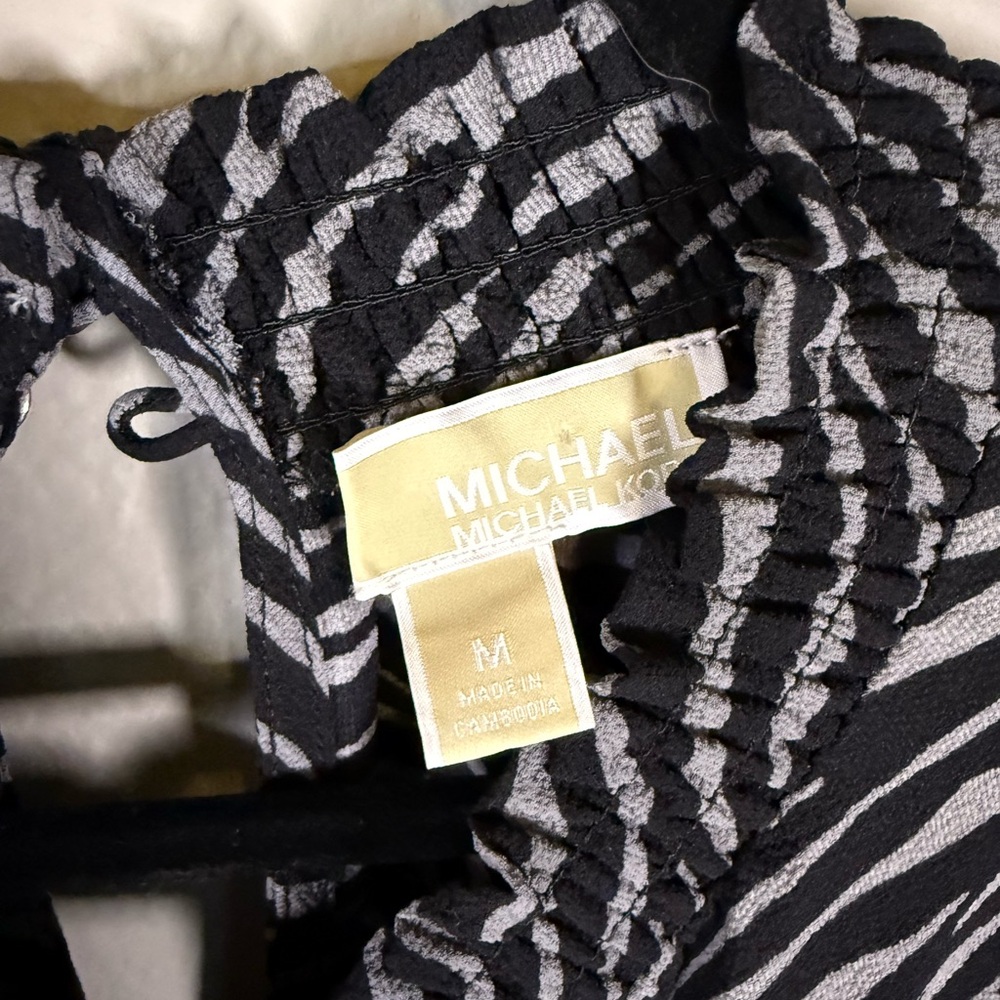 Michael Kors Black and Gray Zebra Print Blouse - Picture 4 of 6